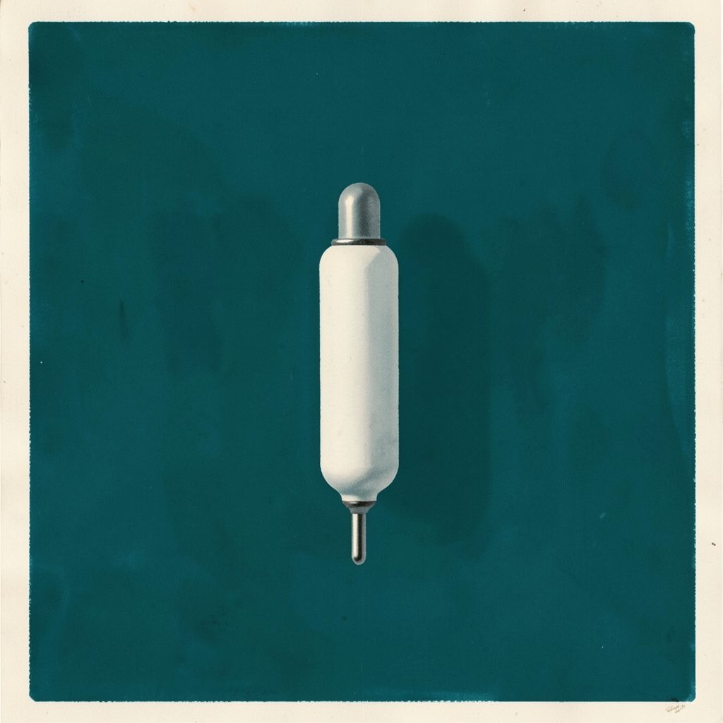 Illustration of a small thermistor sensor component with teal wiring on a neutral background